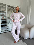 Жіночий піжамний комплект штани та лонгслів Rose Amour, блідо-рожевий, фото 4