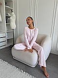 Жіночий піжамний комплект штани та лонгслів Rose Amour, блідо-рожевий, фото 6