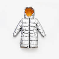 Куртка дитяча однотонна подовжена з кишенями 110см Сріблястий (10439)