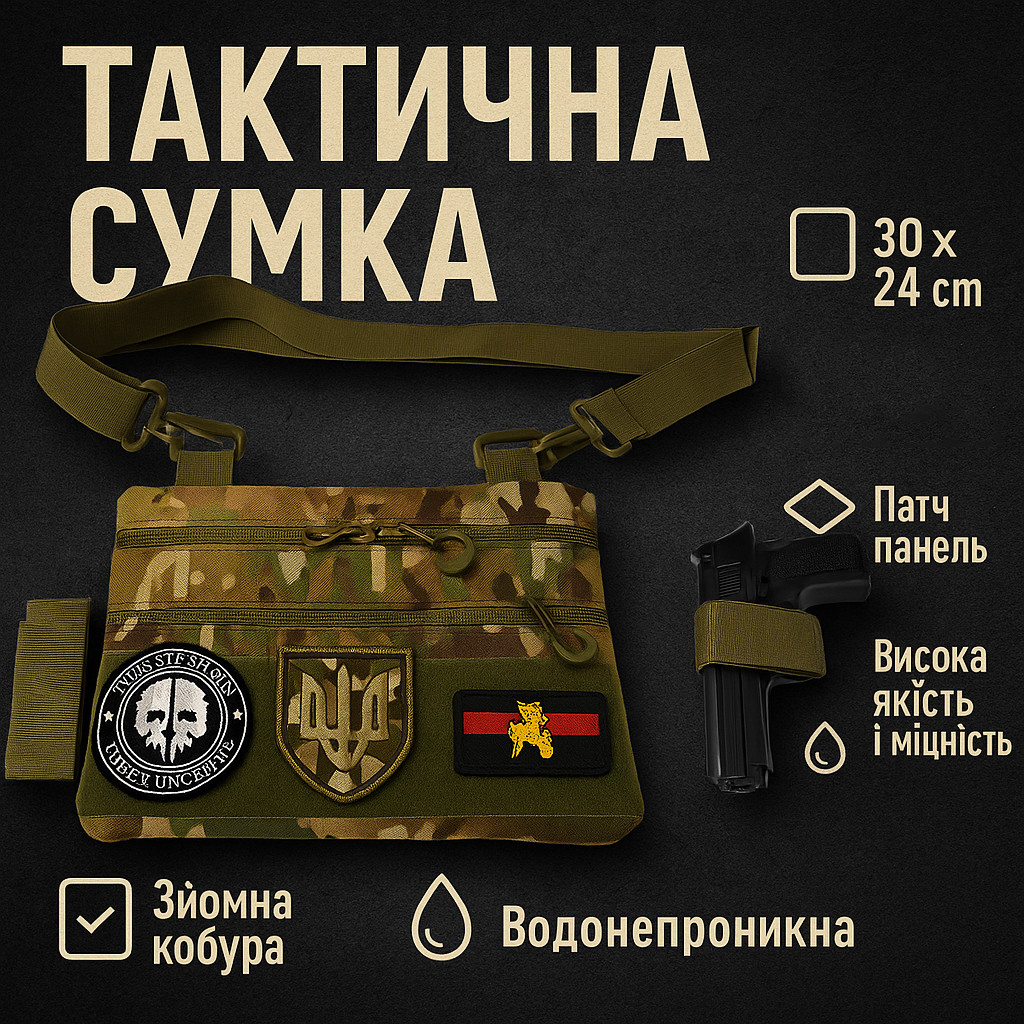 Сумка чоловіча брезентова military, Чоловіча тактична армійська нагрудна сумка Тактична на груди MJ-38, фото 1