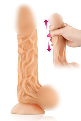 Фалоімітатор 17 см/4,3 см суперреалістичний з рухомою крайньою плоттю на присоску Real Body-Real Max з кібершкіри Talla