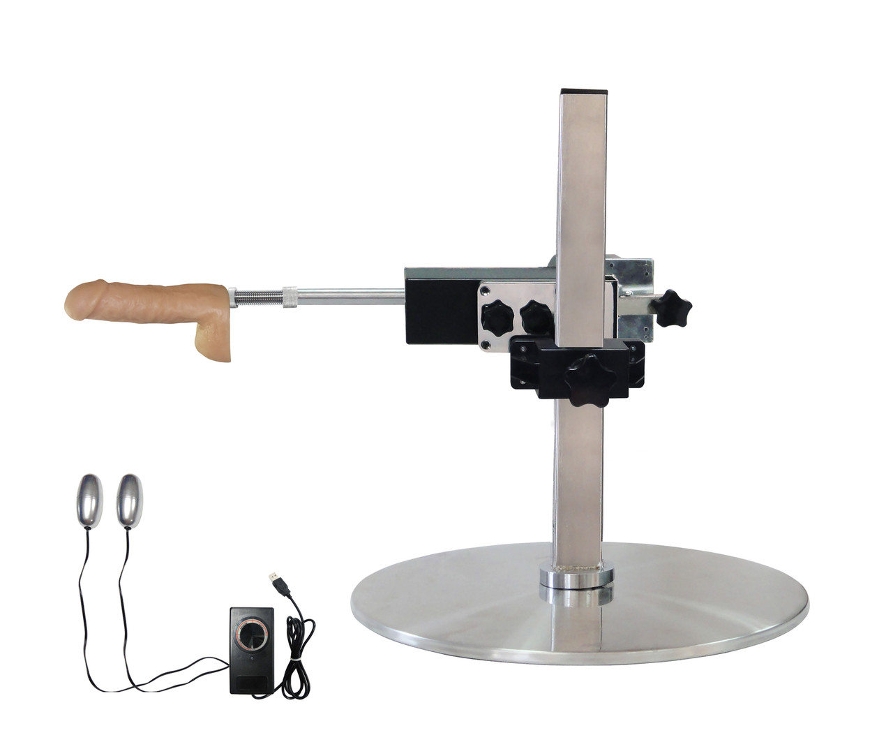 Секс машина для жінок сріблястого кольору з фалоімітатором Анальною пробкою та вібраторами в комплекті Foxshow Bendy Love Machine, фото 1