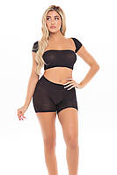 Комплект жіночої білизни Шорти Топ без бретельок та Болеро чорного кольору Pink Lipstick Lingerie On Your Mind 3pc Short Set Black