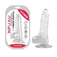 Фаллоімітатор гелевий на присосці Crystal Jellies Realistic Dildo Clear Mr. Rude 5.3 прозорий Кайф