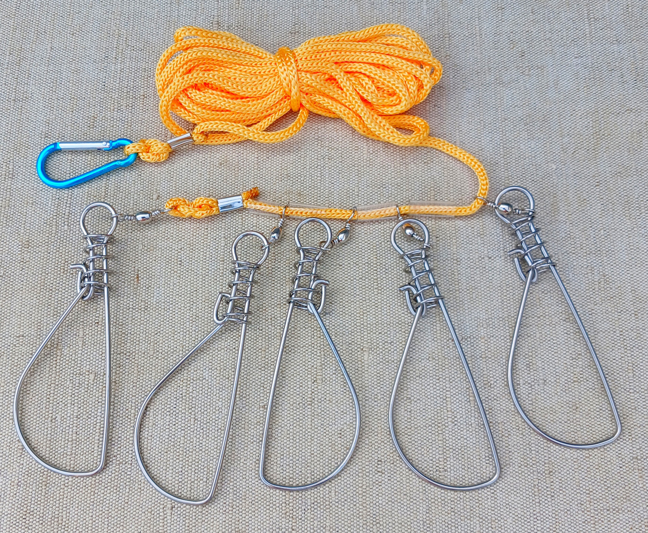 Кукан рибальський металевий з повідками 5шт.