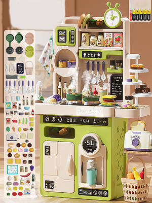 Великий сюжетно-рольовий набір Дитяча кухня кухарчик маленький кулінар 90 предметів плита витяжка ефекти пара
