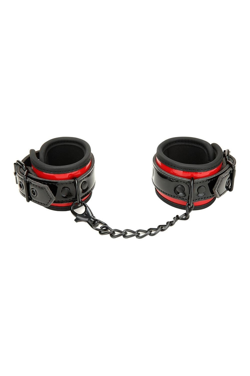 Наручники штучна шкіра чорно-червоні Whipsmart Heartbreaker Deluxe Buckle Love Cuffs Кайф, фото 1