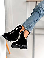 Жіночі черевики чорні замшеві сезон демі