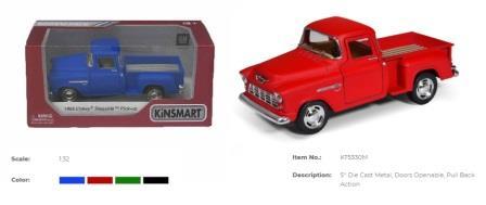 Модель пікап CHEVY STEPSIDE 5"" KT5330WM Matte метал.інерц.відкр.дв.4кол.кор./96/, фото 1