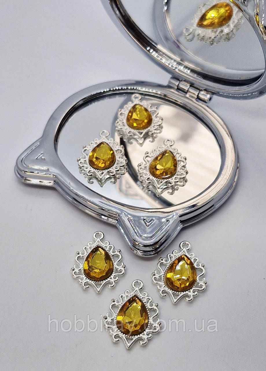 Серединка , кабашон, підвіска 2,4*1,8см. Колір жовтий., фото 1