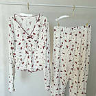 Жіночі піжами №D0445 Білий з бузковими квіточками, фото 7