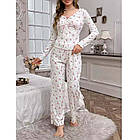 Жіночі піжами №D0445 Білий з рожевими квіточками, фото 9