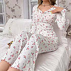 Жіночі піжами №D0445 Білий з бузковими квіточками, фото 9