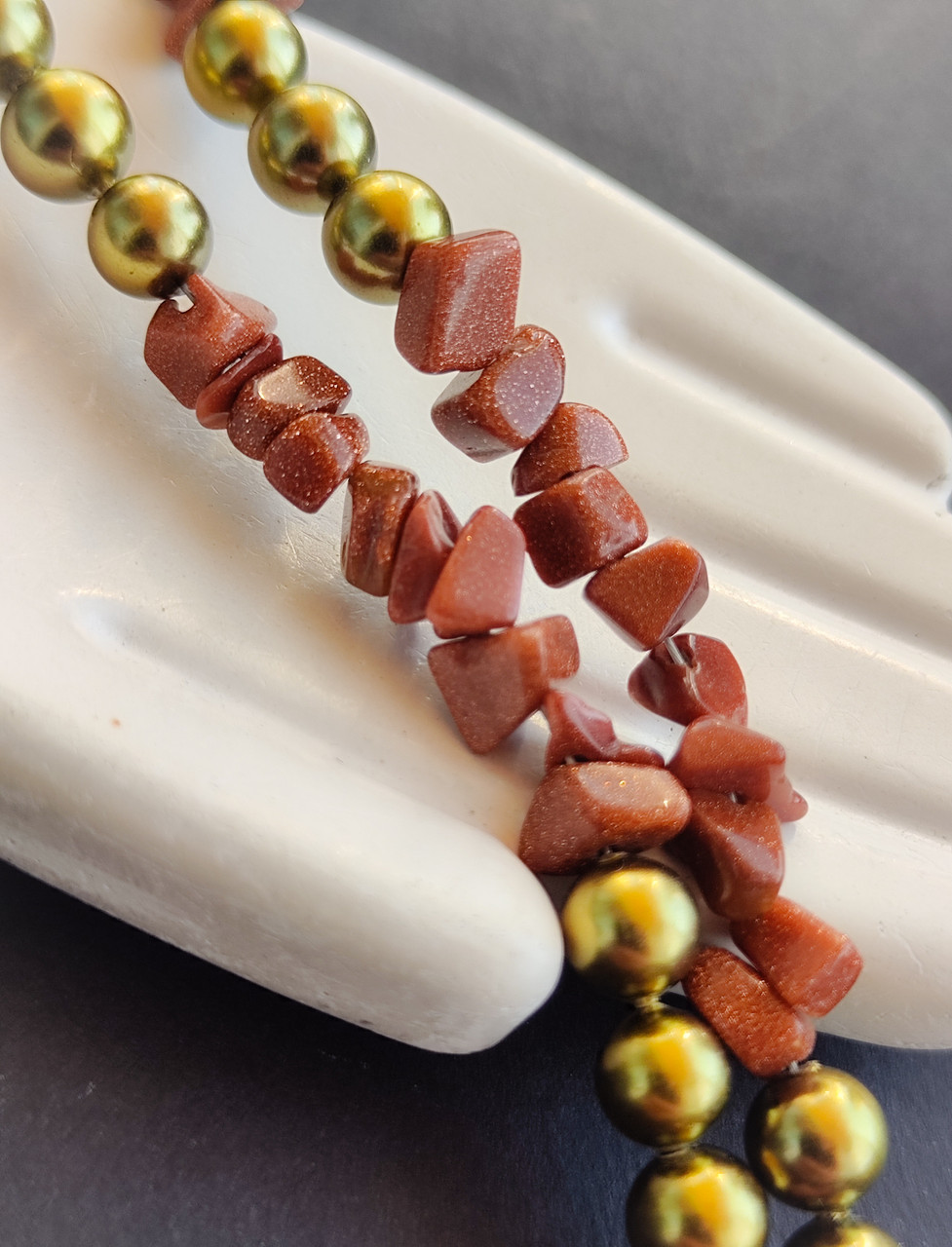 Авантюрин натуральний намисто довге. Буси із авантюрину камінь авантюрин коричневий. Німеччина., фото 1