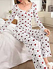 Жіночі піжами №D0447 Білий з червоними серцями, фото 2