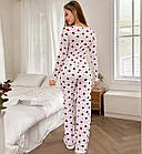 Жіночі піжами №D0447 Білий з бузковими серцями, фото 3