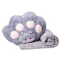 М'яка іграшка-подушка з пледом всередині Котик 120×160 (см) Сірий Colorful Home 5616-66G
