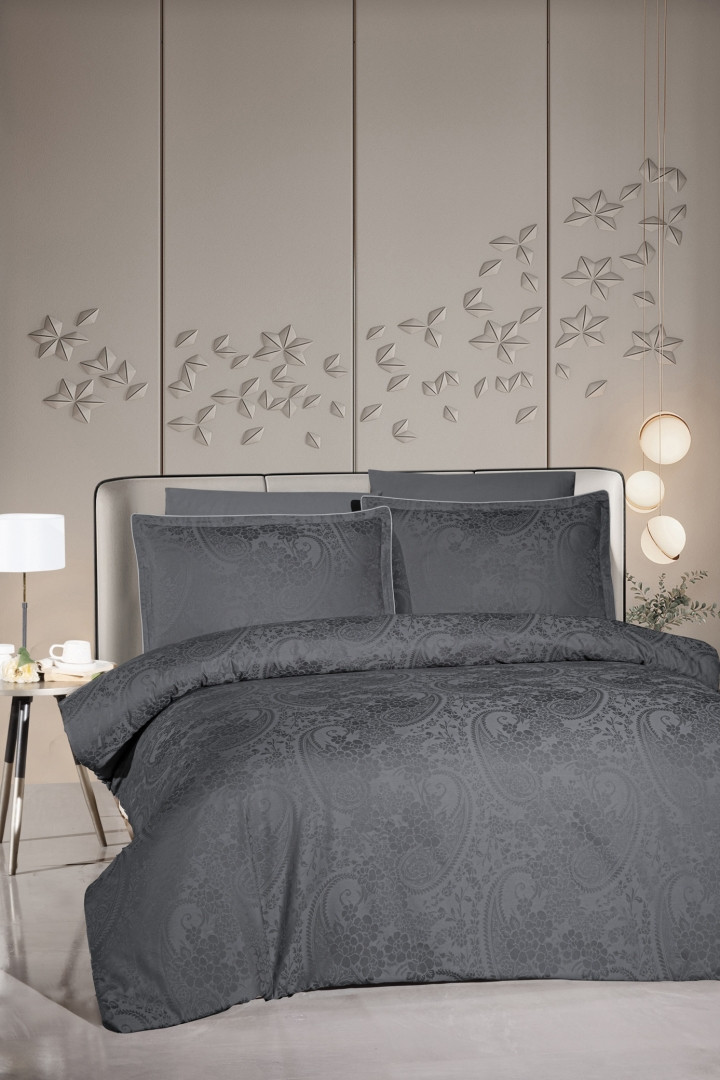 Постільна білизна La Romano Premium Satin 160×220 см сімейна Tracy Steel Grey, фото 1