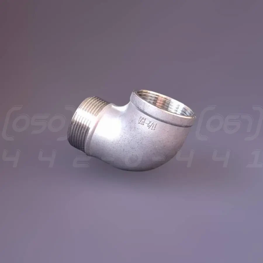 Косинець нержавіючий Ду 40 (1"1/2) з внутрішньою і зовнішньою різьбами, 90°, ISO 4144, EN 10241, DIN 2987, фото 1