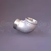 Косинець нержавіючий Ду 40 (1"1/2) з внутрішньою і зовнішньою різьбами, 90°, ISO 4144, EN 10241, DIN 2987