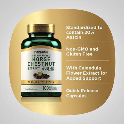 Кінський каштан Piping Rock Horse Chestnut Extract 300 мг 180 капс., фото 3
