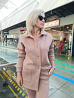 Теплий жіночий жакет із начосом на ґудзиках