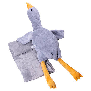 М'яка іграшка-подушка з пледом всередині Гусь-обнімусь 89 (см) Сірий Colorful Home 520-1G