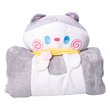 М'яка іграшка-плед Котик 120×160 (см) 2 в 1 Сірий Colorful Home 5616-68GP