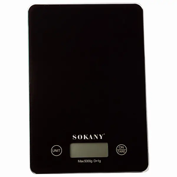 Ваги для кухні Sokany до 5 кг електронні на батарейках Чорні Lugi SK-19027B