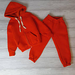 Стильний спортивний костюм із кофтою на змійці з капюшоном + штани з манжетом у жовтогарячому кольорі