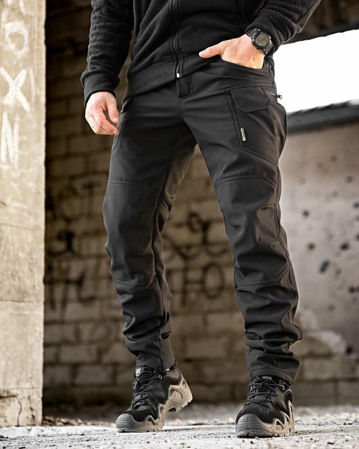 Зимові польовийні штани REVISION софтшел чорні півкільця на поясі ПП7968 ТМ, фото 1