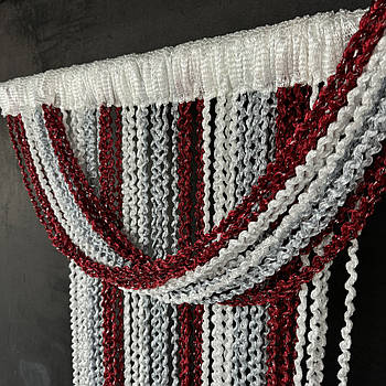 Штори-спіраль біло-сіро-бордового кольору, розмір 300x280 cm ALBO (NS-211)