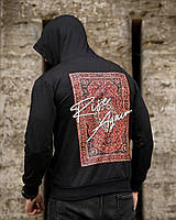 Худі з принтом Rise чорне двонитка полумірні ПП7991 ТМ