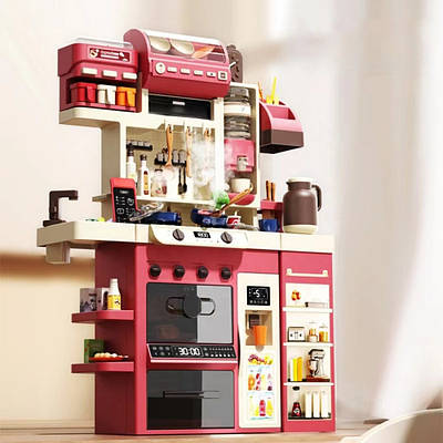 Кухня дитячі меблі для сюжетно-рольових ігор з побутовою технікою 71 предмет духовка плита вода ефекти Червоний