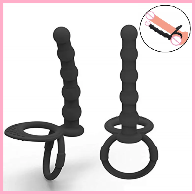 Насадка на член із двома ерекційними кільцями, Страпон насадка для подвійного проникнення, Інтимні іграшки, фото 1