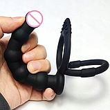 Насадка на член із двома ерекційними кільцями, Страпон насадка для подвійного проникнення, Інтимні іграшки, фото 9
