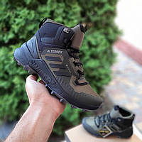 Зимові чоловічі кросівки Adidas TERREX SWIFT R3 GTX High хакі з чорним, водонепроникні, термо Адідас Терекс