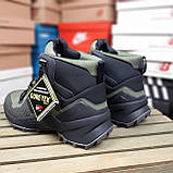 Зимові чоловічі кросівки Adidas TERREX SWIFT R3 GTX High хакі з чорним, водонепроникні, термо Адідас Терекс, фото 6