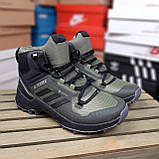 Зимові чоловічі кросівки Adidas TERREX SWIFT R3 GTX High хакі з чорним, водонепроникні, термо Адідас Терекс, фото 10