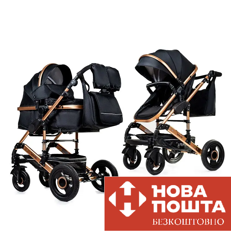 Коляска-трансформер 2 в 1 Ninos Freelander BLACK NF2020BL, фото 1
