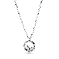 Срібне намисто Pandora з круглою підвіскою «Блискучий гербарій» 392620C01