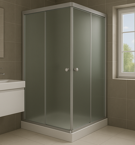 Душова кабіна 90х90х190 квадратна на дрібному піддоні з матовим склом (4 мм) ТМ Ko&Po, фото 1