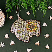 Набір для вишивки новорічної іграшки на дерев`яній основі НД-009 "Ріг Достатку"