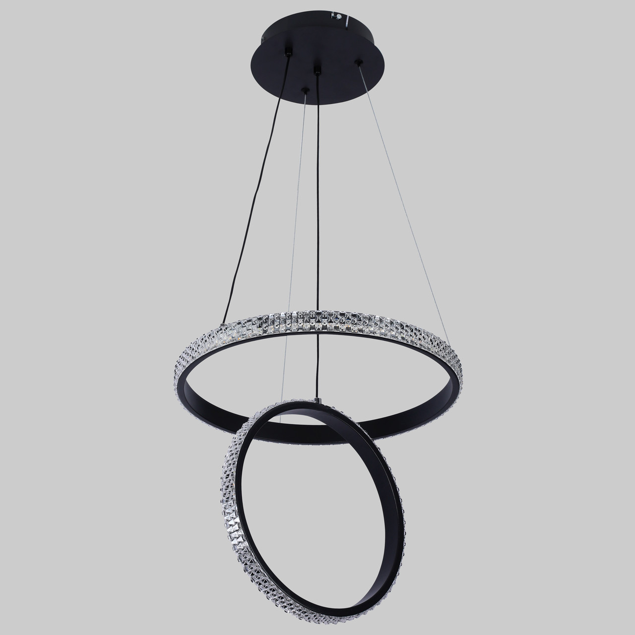 Підвісна led люстра 40W в чорному кольорі (87-1222 (400+300) BK)