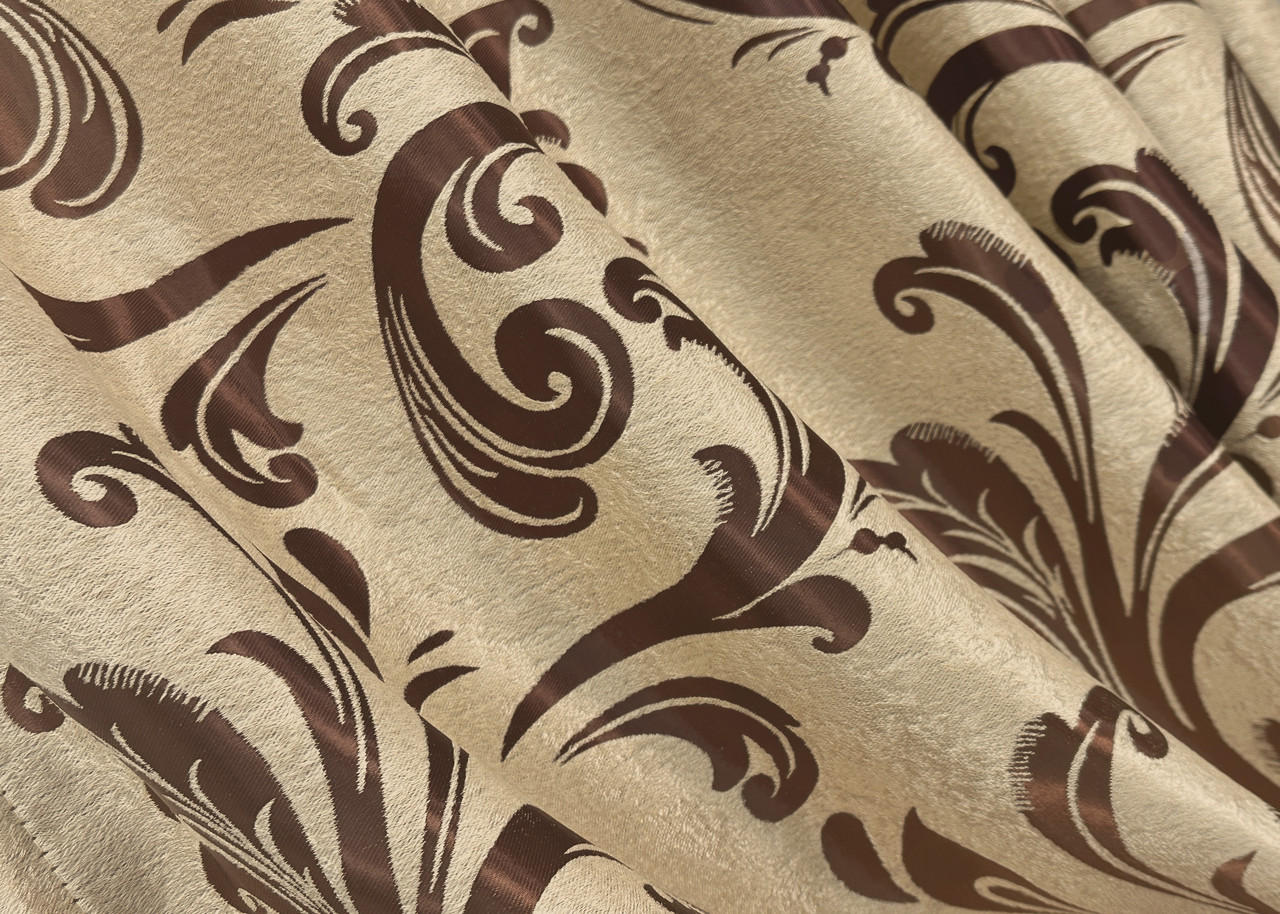 Двостороння тканина блекаут, колекція "Лілія". Висота 2,8 м. Колір коричневий з бежевим. Код 101ш, фото 1