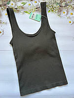 Женская утепленная майка хаки в рубчик Китай, размер S-L