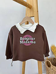 Кофта для дівчинки на флісі з написом Коричневий 238819, 19, Mei Zi Zi, Коричневий, Для дівчаток, Зима, 122