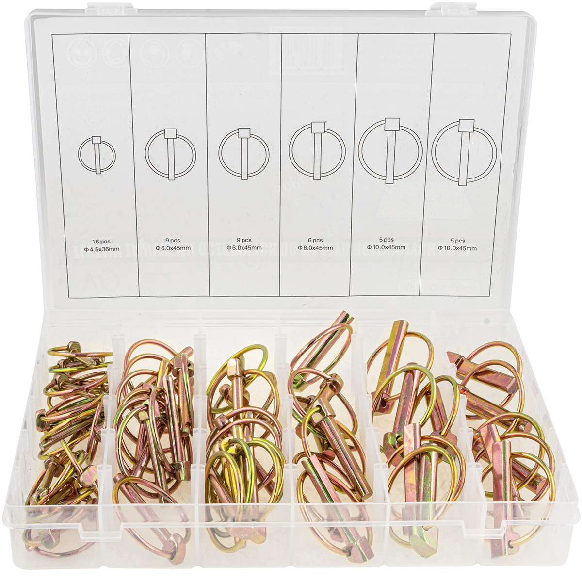 Набір штифтів з проушинами та кільцем 50 шт. Vorfal V09044, фото 1