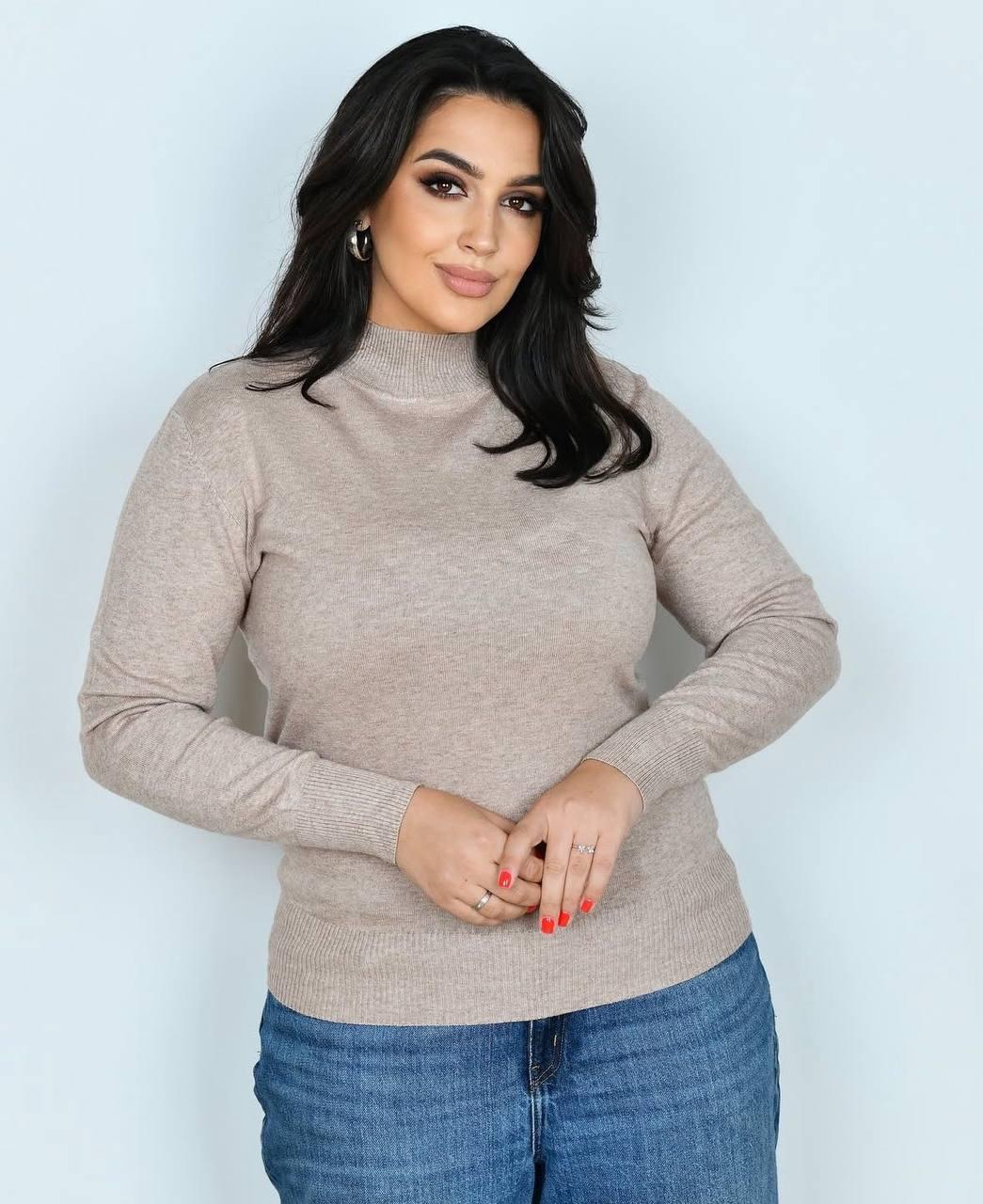 Жіночий теплий гольф однотонний у великих розмірах у кольорах (р. 42-52) 18sv3439, фото 1