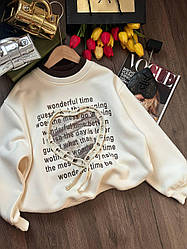 Кофта на дівчинку з принтом "Серце" на флісі Молочний 9867, 155, SYS, Молочний, Для дівчаток, Зима, 164